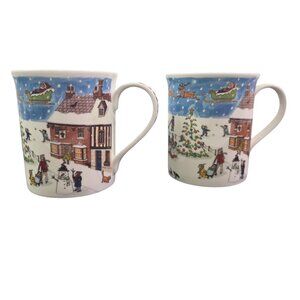 Alison Gardiner Christmas Mugs 10 Oz  Hand Made Fine Bone China Cups – Set of 2